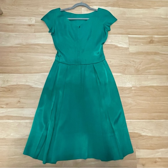 Vintage Emerald Satin dress XS Candy Jones California 50’s/60’s - Picture 7 of 11